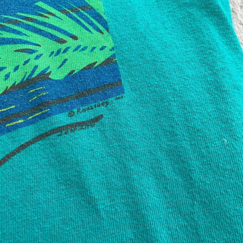 Vintage Hawaii Sunset T Shirt Men L Teal Single Stitch Destination Travel Tee - Picture 3 of 12